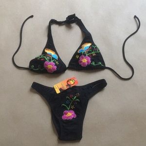 Black and embroidered Tayrone bikini size small.